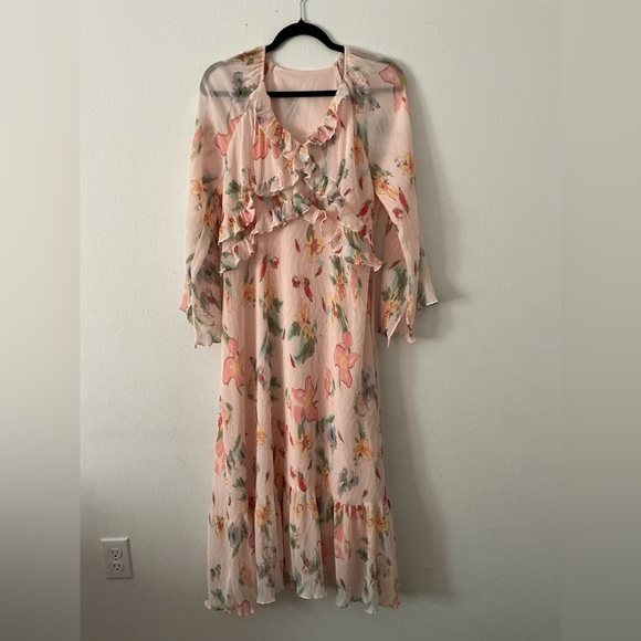 SHEIN Dresses & Skirts - SHEIN Pink Floral Ruffle Maxi Dress